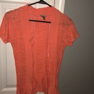 Coral pink short sleeved cardigan